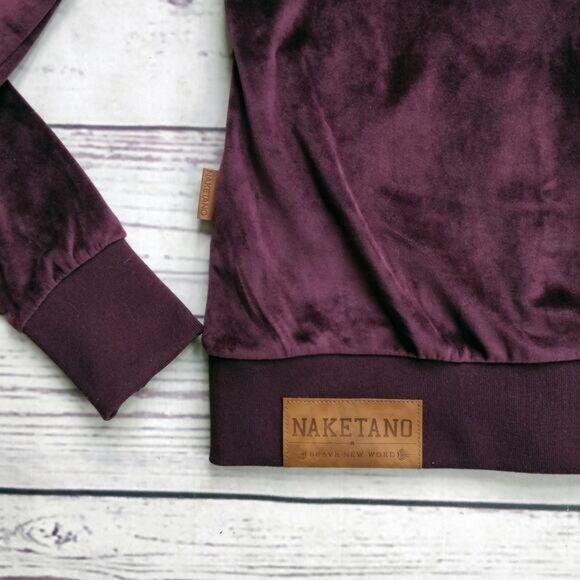 NAKETANO Brazzo Mack Velour Zip-Up Hoodie Wine Red Purple S NWT Rare - Picture 7 of 8